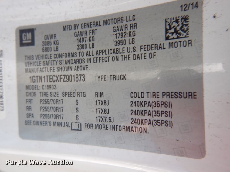 image for item JZ9785 2015 GMC Sierra 1500  pickup truck