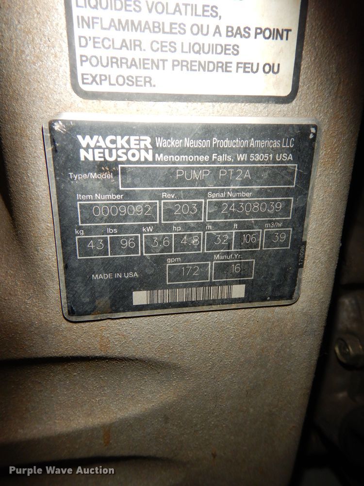 image for item KR9991 (2) Wacker Neuson PT2 water pumps