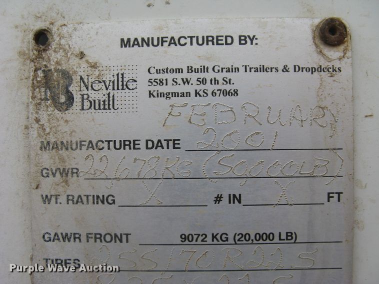 image for item DG5325 2001 Neville  livestock trailer