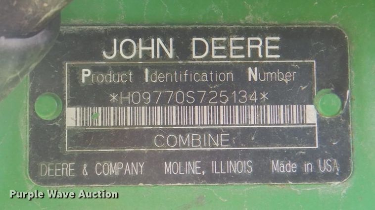 image for item DH7315 2005 John Deere 9770 STS  combine