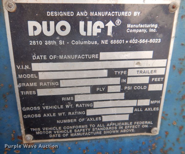 image for item DH8010 2000 Duo Lift 464014E  sprayer trailer