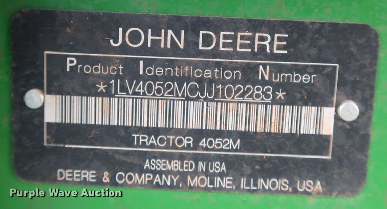 image for item DJ1996 2018 John Deere 4052M  MFWD tractor