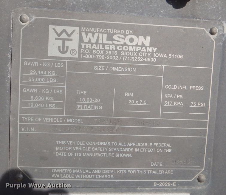 image for item DN5383 2000 Wilson DWH400  grain trailer