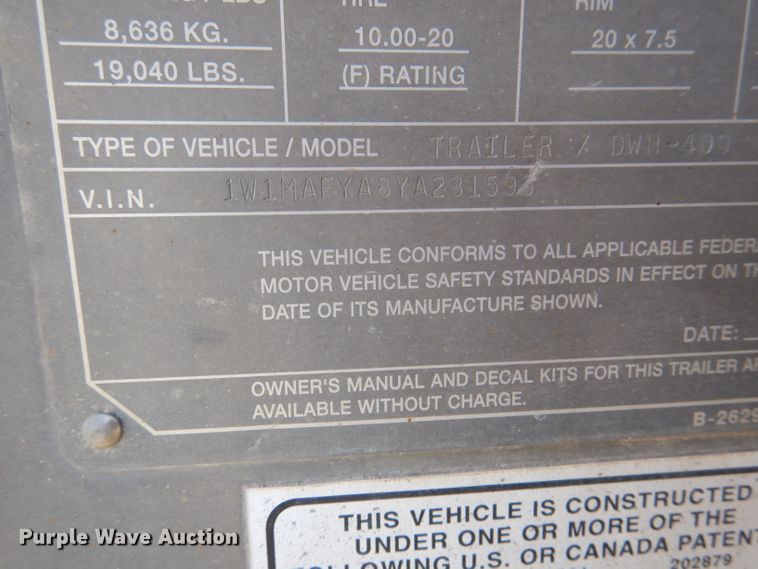 image for item DN5383 2000 Wilson DWH400  grain trailer