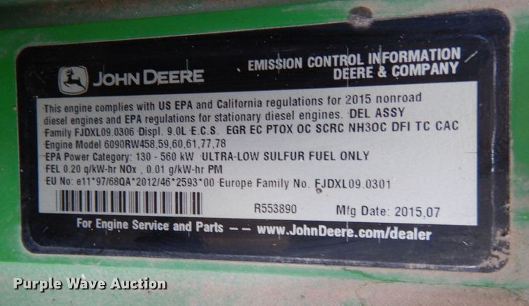 image for item DN5400 2015 John Deere 8345R  MFWD tractor