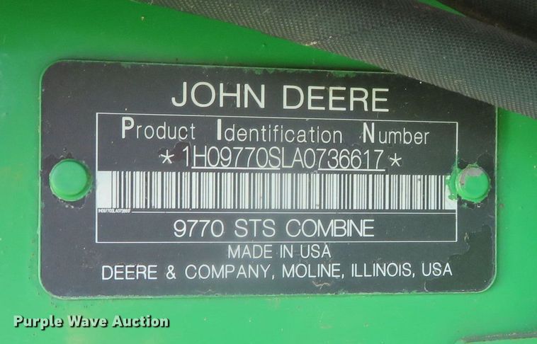 image for item DN7844 2010 John Deere 9770 STS  RWA combine