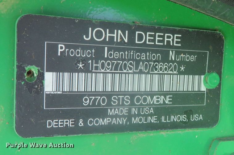 image for item DN7845 2010 John Deere 9770 STS  RWA combine