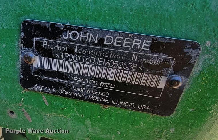 image for item HP9684 2014 John Deere 6115D  MFWD tractor