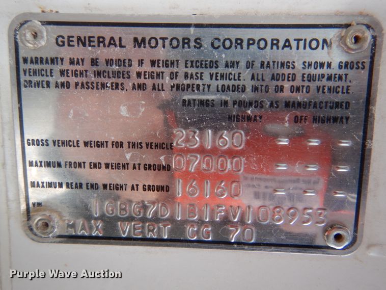 image for item IV9840 1985 Chevrolet C70  grain truck