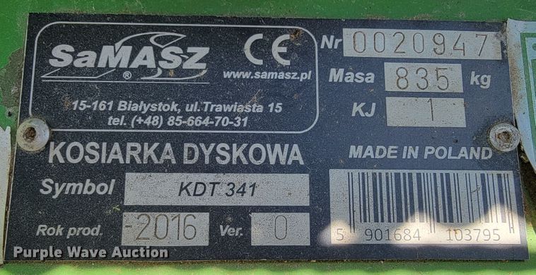 image for item IX9566 Samasz KDT 341  disc mower