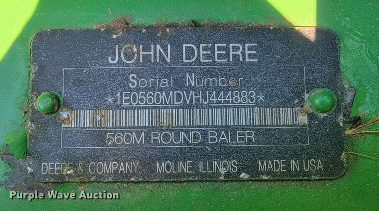 image for item IX9571 2018 John Deere 560M  round baler