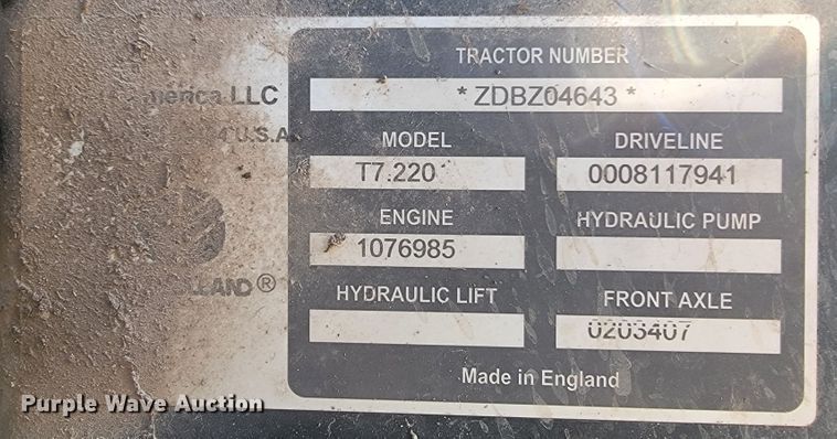 image for item IX9574 2014 New Holland T7.220  MFWD tractor
