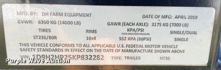 image for item IX9580 Haytoter HT36  hay bale trailer