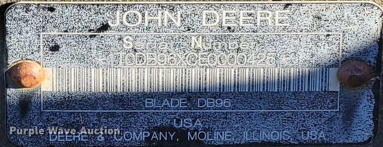 image for item IX9601 John Deere DB96 skid steer blade