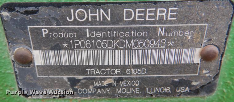 image for item JD9500 2013 John Deere 6105D  MFWD tractor