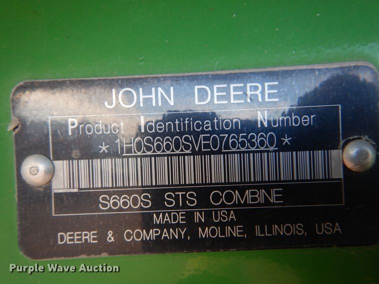 image for item KO9530 2014 John Deere S660  RWA combine