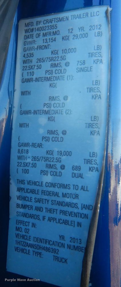 image for item DH8087 2013 International WorkStar 7300  box truck