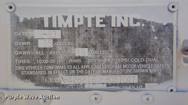 image for item DK8688 1984 Timpte  grain trailer