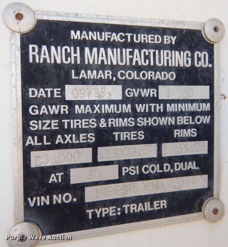 image for item DM0704 1998 Ranco ED24-26QF  end dump trailer