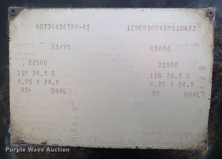 image for item DN2316 1995 Clement R0T3645ETBR-AI  roll-off container trailer