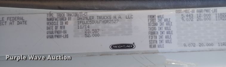 image for item DN2417 2015 Freightliner M2 112  semi truck
