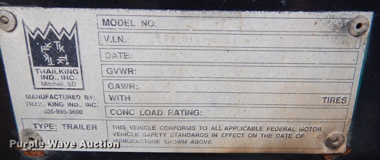 image for item DN5341 1989 Trail King TS100HG-572  lowboy equipment trailer