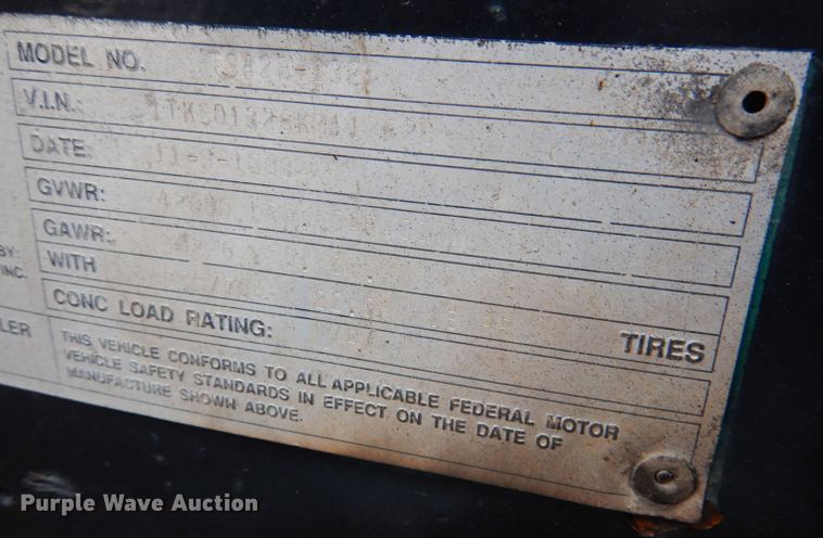 image for item DN5341 1989 Trail King TS100HG-572  lowboy equipment trailer