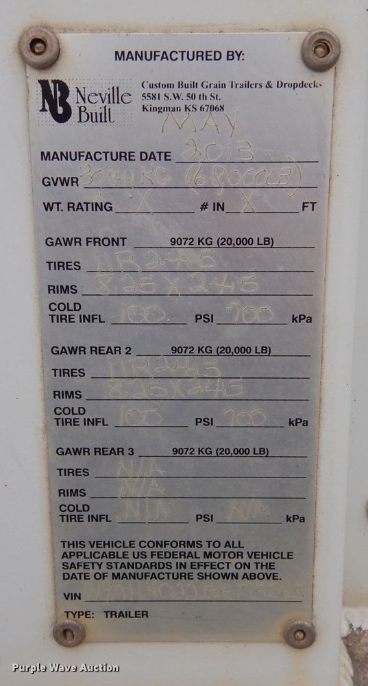 image for item DN5394 2014 Neville  grain trailer