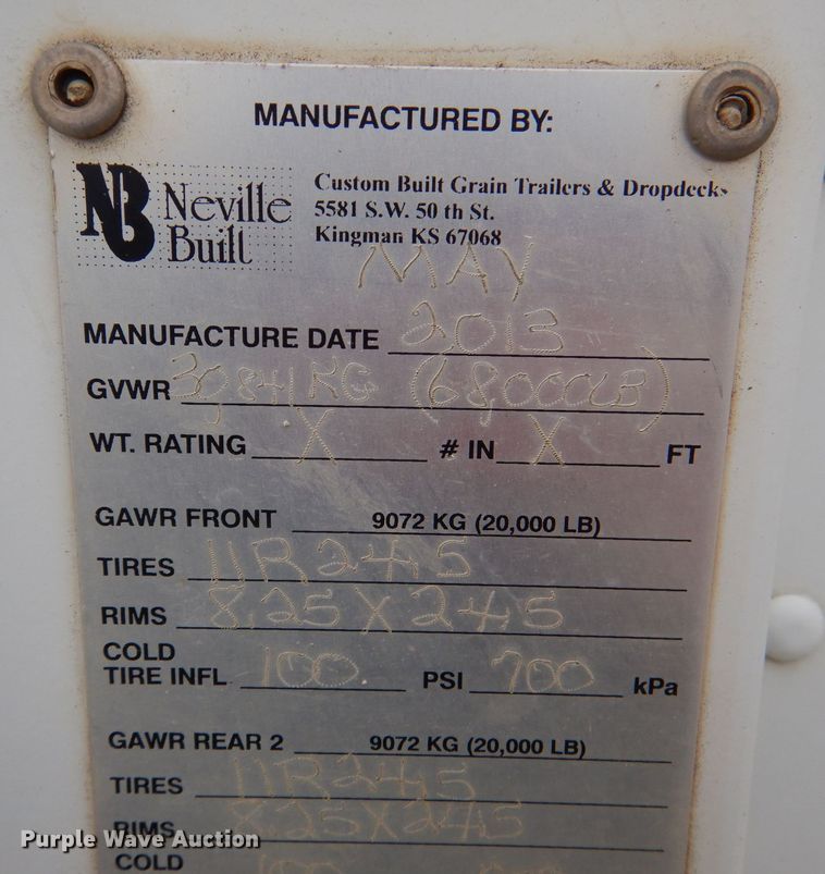 image for item DN5394 2014 Neville  grain trailer