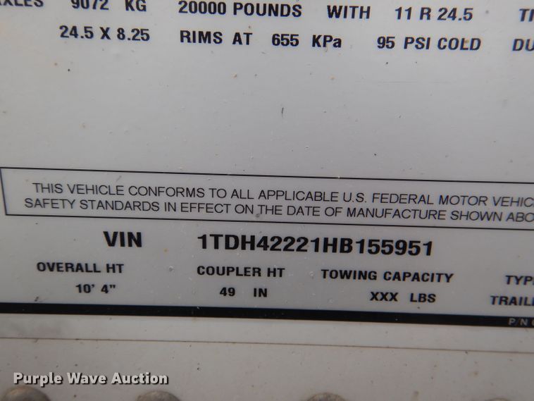 image for item DN5398 2017 Timpte  grain trailer