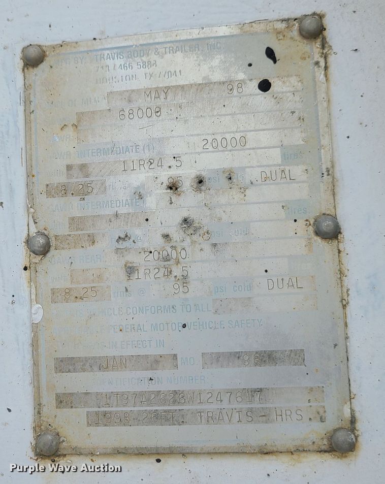 image for item DN5742 1998 Travis  end dump trailer