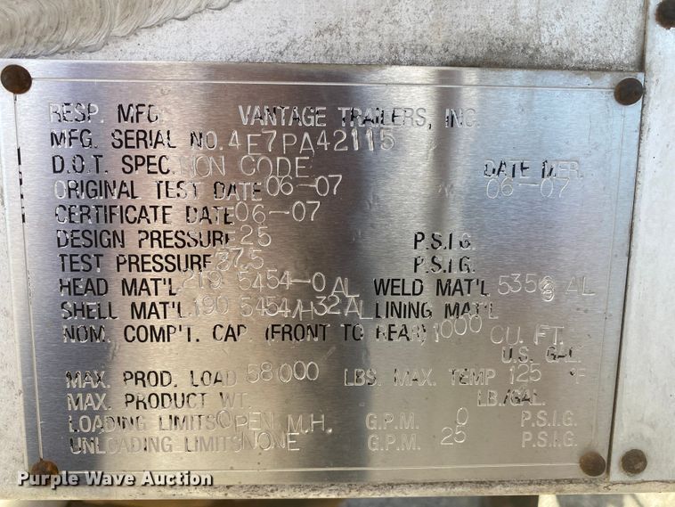 image for item DN6578 2007 Vantage  pneumatic dry bulk trailer