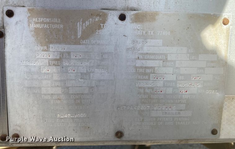 image for item DN6578 2007 Vantage  pneumatic dry bulk trailer