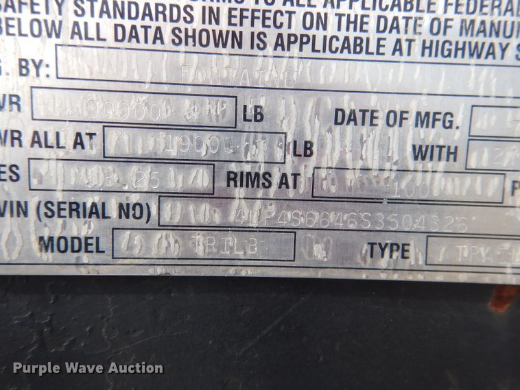 image for item HU9360 1995 Fontaine TRILB  lowboy equipment trailer
