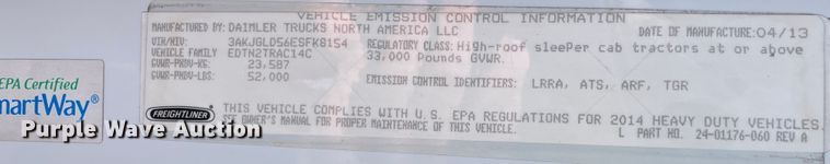 image for item ID9548 2014 Freightliner Cascadia  semi truck