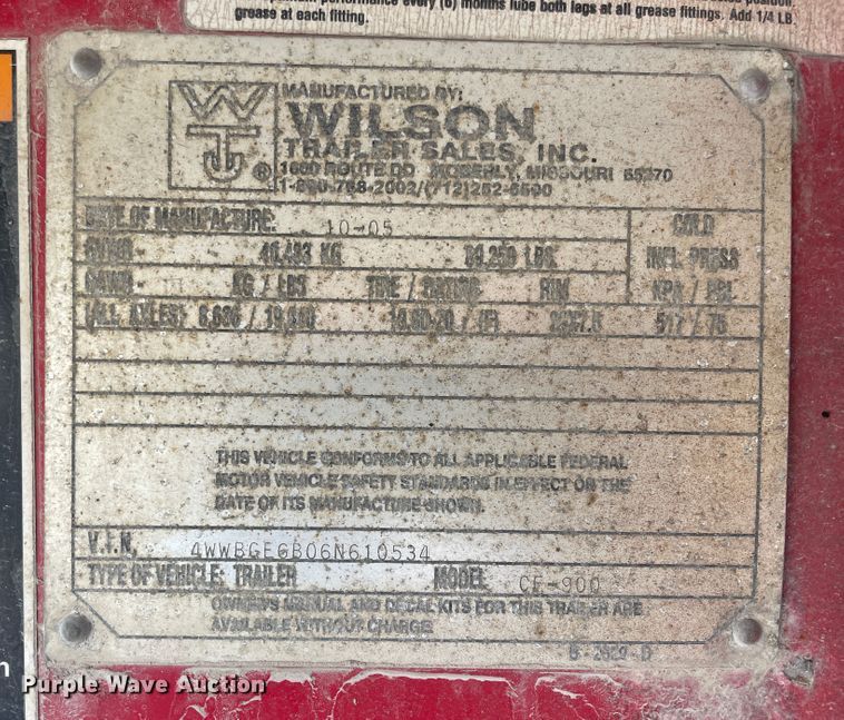 image for item IX9652 2006 Wilson  flatbed trailer