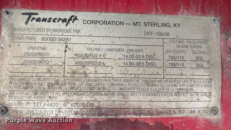 image for item IX9653 2006 Transcraft Eagle  flatbed trailer