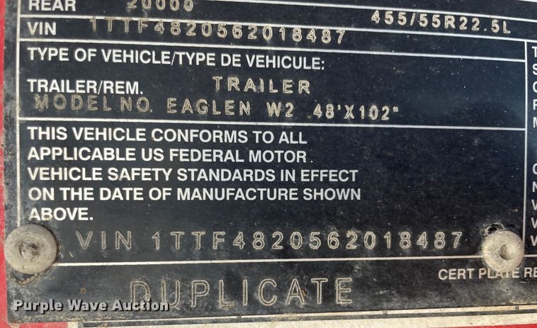 image for item IX9655 2006 Transcraft Eagle  flatbed trailer