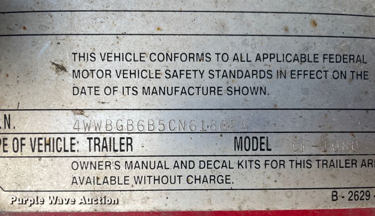 image for item IX9657 2012 Wilson CF-1080  flatbed trailer