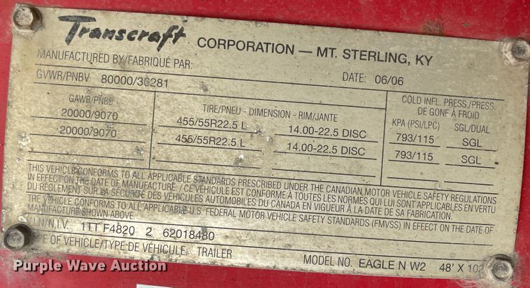 image for item IX9658 2006 Transcraft Eagle  flatbed trailer