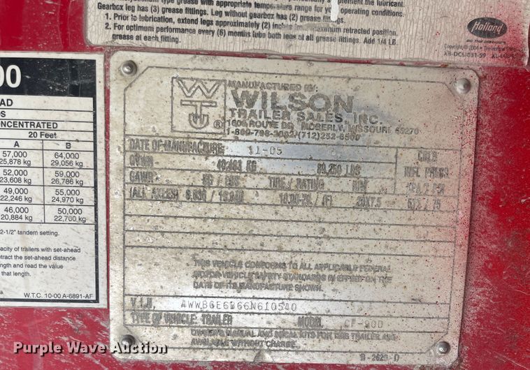 image for item IX9660 2006 Wilson  flatbed trailer