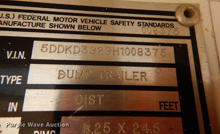 image for item JD9523 2016 Kalyn Siebert AL-3835  end dump trailer