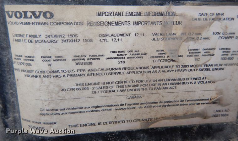 image for item JI9294 2004 Volvo VN  semi truck