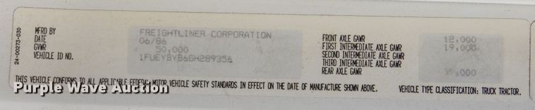 image for item KA9462 1986 Freightliner FLT  semi truck