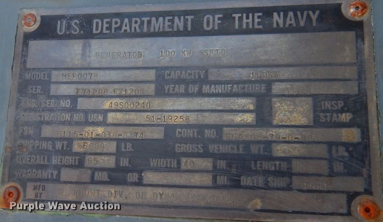 image for item DH8063 1981 Ferment Division MEP007B  generator