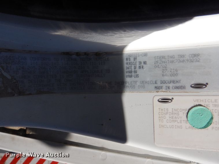 image for item DH8104 2003 Sterling LT7500  crane truck