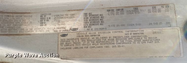 image for item DI3643 2002 Sterling M8500 Acterra  digger derrick truck