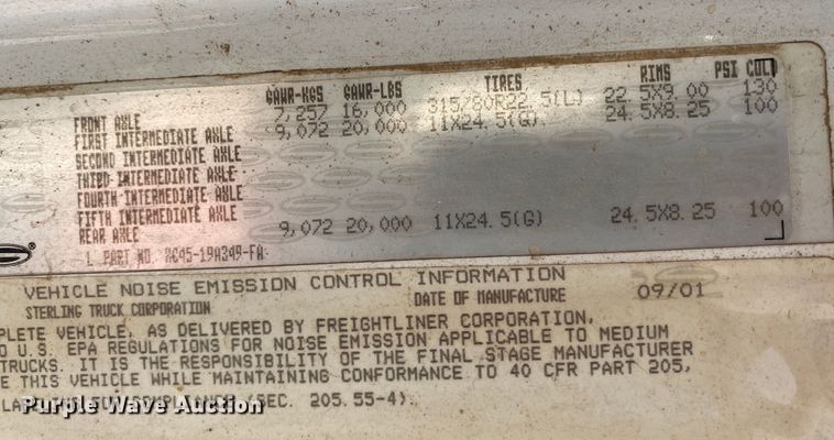 image for item DI3643 2002 Sterling M8500 Acterra  digger derrick truck