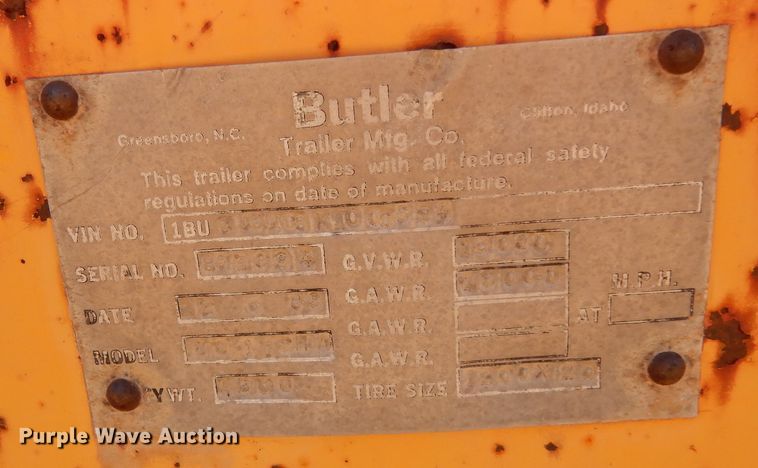 image for item DI8590 1990 Butler BC112HA  reel trailer