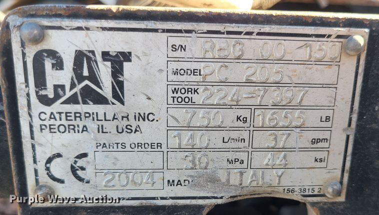 image for item DJ1560 Caterpillar PC205 18"W skid steer cold planer